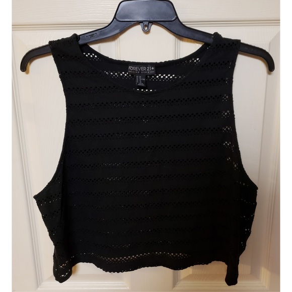 Forever 21 Tops - Forever 21 3X Black Mesh Crop Top